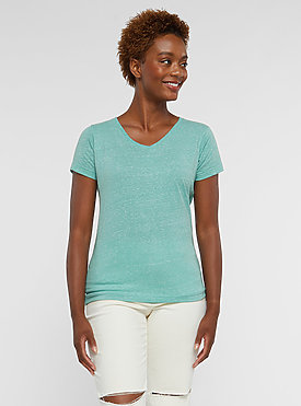 Women's V-Neck Melange T-Shirt 1