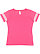 Womens V-Neck Football T-Shirt Vintage Hot Pink/Blended White 1