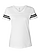 Womens V-Neck Football T-Shirt White/Black Ghosted Front View